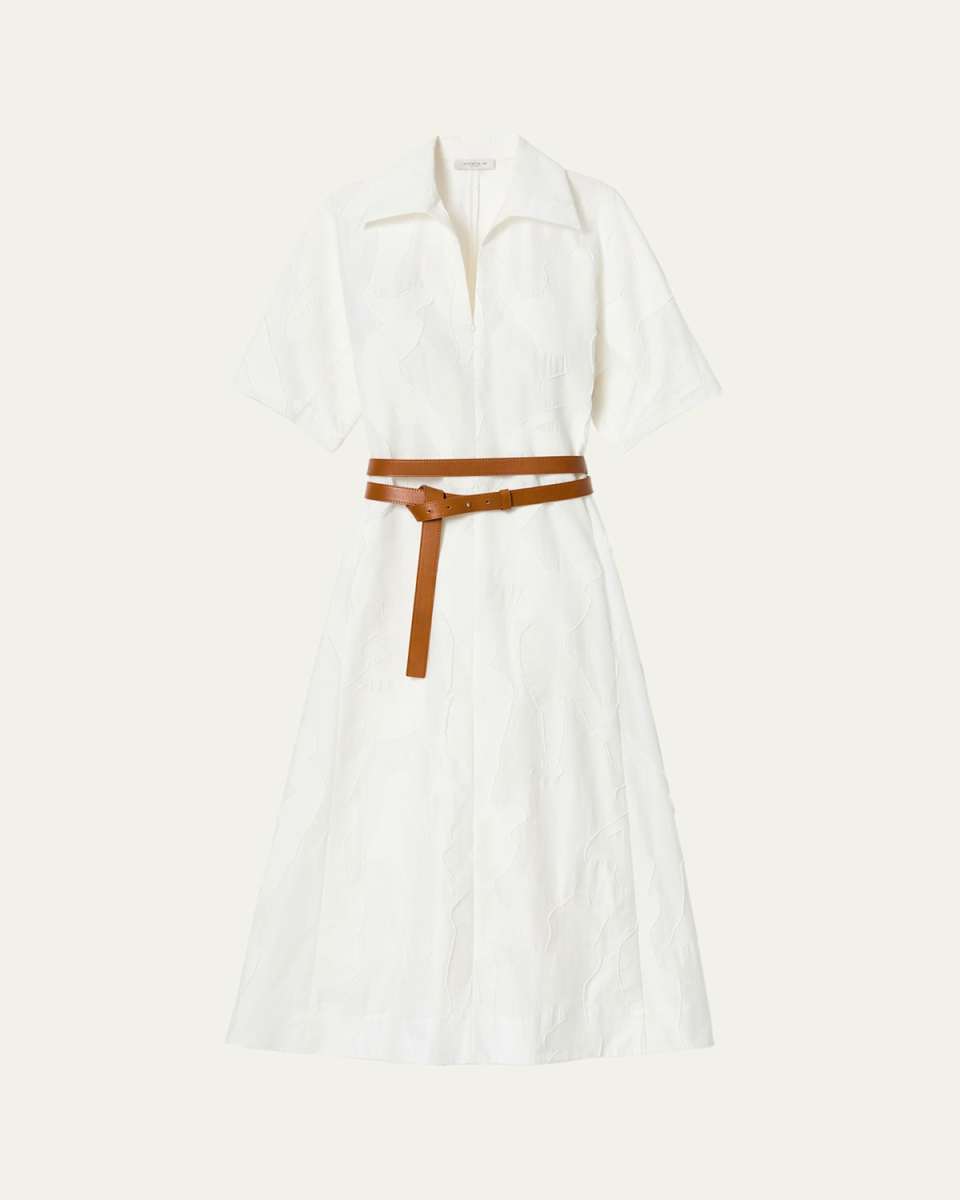 Belted Fil Coupe Midi Dress